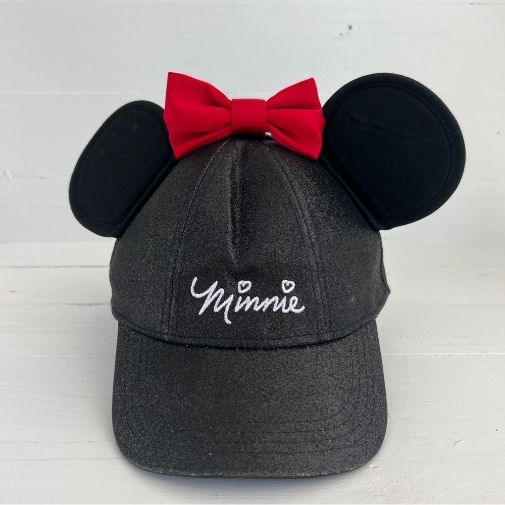 Disney Black Red White Hat Cap Minnie Mouse Glitter Vacation Summer Snapback